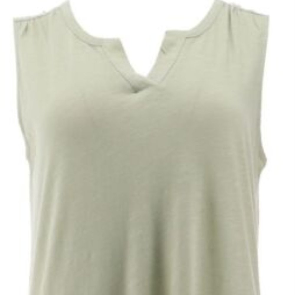 TUNIC TOP - DENIM & CO - Dress Blouse Sleeveless Shirt - NWT - Sm Petite - Sage